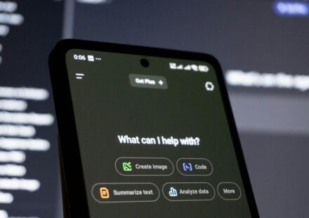 Smartphone screen displays ai chatbot interface