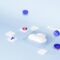 A white cloud icon on a glass square with floating data charts and cylinders