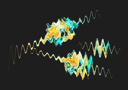A picture of a sound wave on a black background
