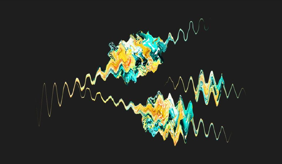 A picture of a sound wave on a black background
